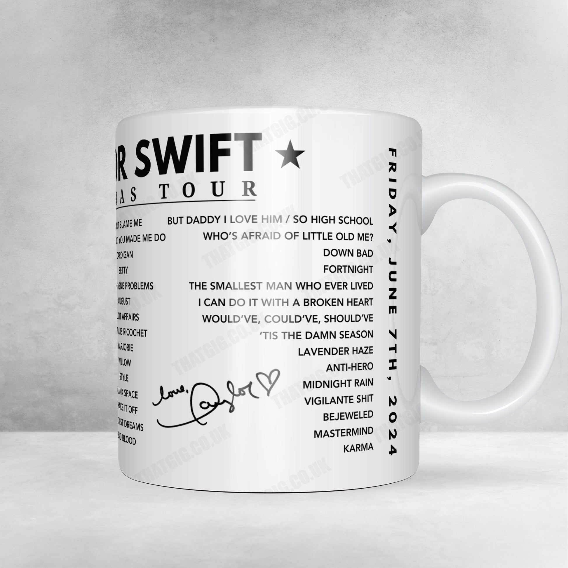 Taylor Swift Setlist Poster - Scottish Gas Murrayfield Stadium, Edinburgh - June 7th, 2024