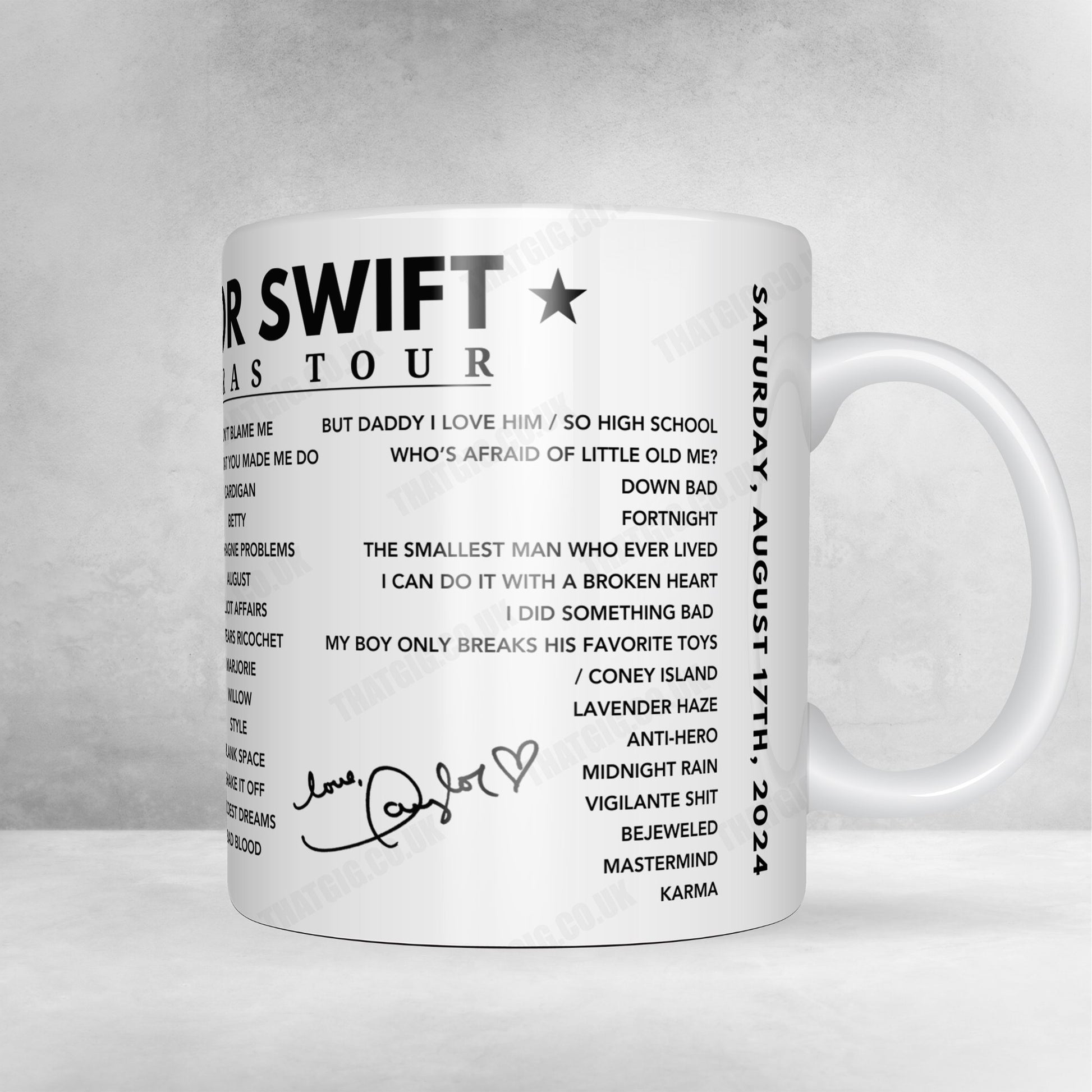 Taylor Swift Setlist Poster - Wembley, London - August 17th 2024