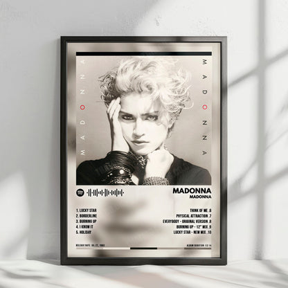 Madonna "Madonna" Album Cover Poster - with Complete Tracklist