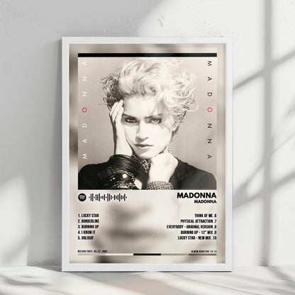 Madonna "Madonna" Album Cover Poster - with Complete Tracklist