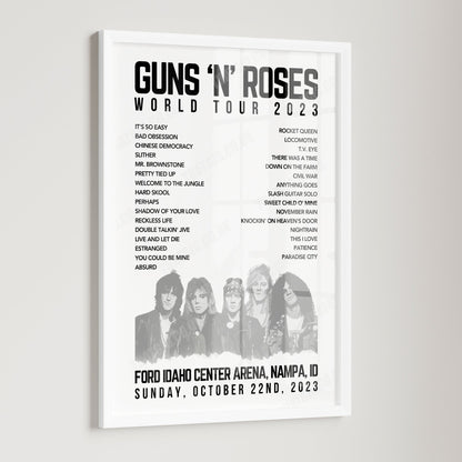 Guns N’ Roses Setlist Poster - Ford Idaho Center Arena, Nampa - October 22nd, 2023