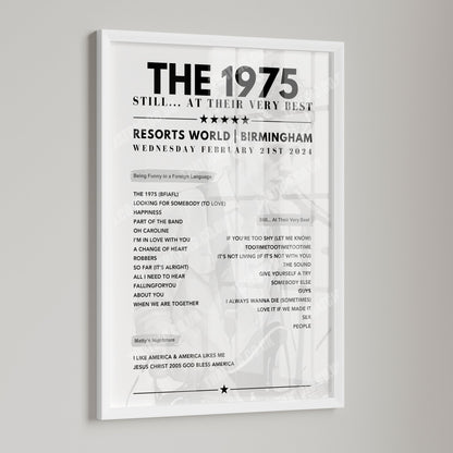The 1975 Setlist Graphic Poster - Resorts World Arena, Birmingham February 21st, 2024