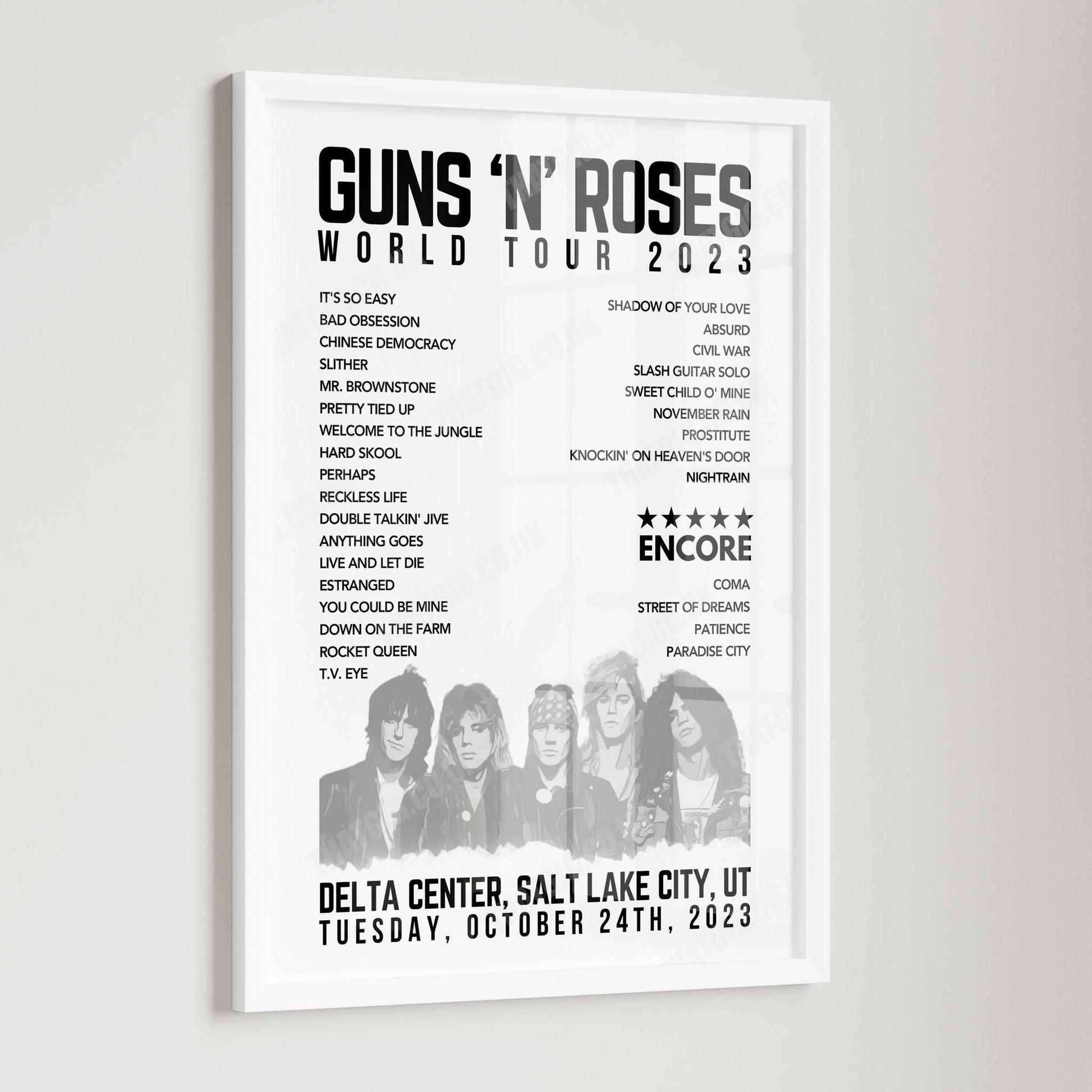 Guns N’ Roses Setlist Poster - Delta Center, Salt Lake City - October 24th, 2023
