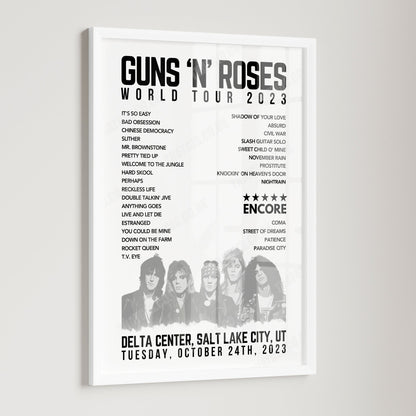 Guns N’ Roses Setlist Poster - Delta Center, Salt Lake City - October 24th, 2023