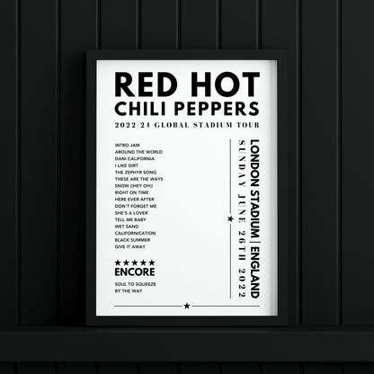 Red Hot Chili Peppers Setlist Poster - at London Stadium - June 26th, 2022