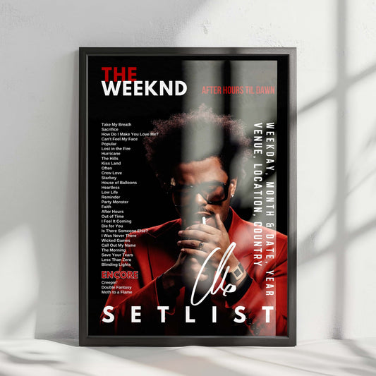 The Weeknd Setlist Poster - Parc Jean-Drapeau, Montreal - July 24th, 2025