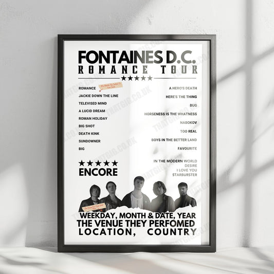 Fontaines D.C. Setlist Poster - MTELUS, Montreal, Canada - October 12th, 2024