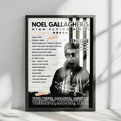 Noel Gallagher’s High Flying Birds Setlist Poster - Lighthouse, Poole, England - March 17th, 2024
