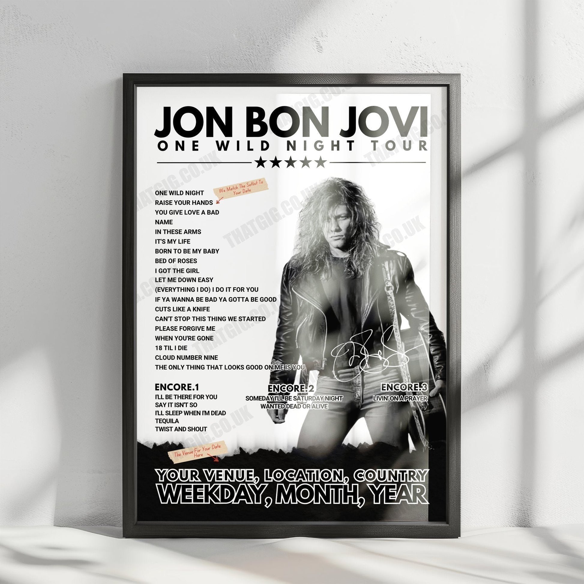 Bon Jovi Setlist Poster - Hampden Park, Glasgow - July 3rd, 2013