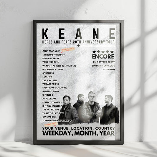 Keane Setlist Poster - Greek Theatre, Los Angeles, CA - September 5th, 2024