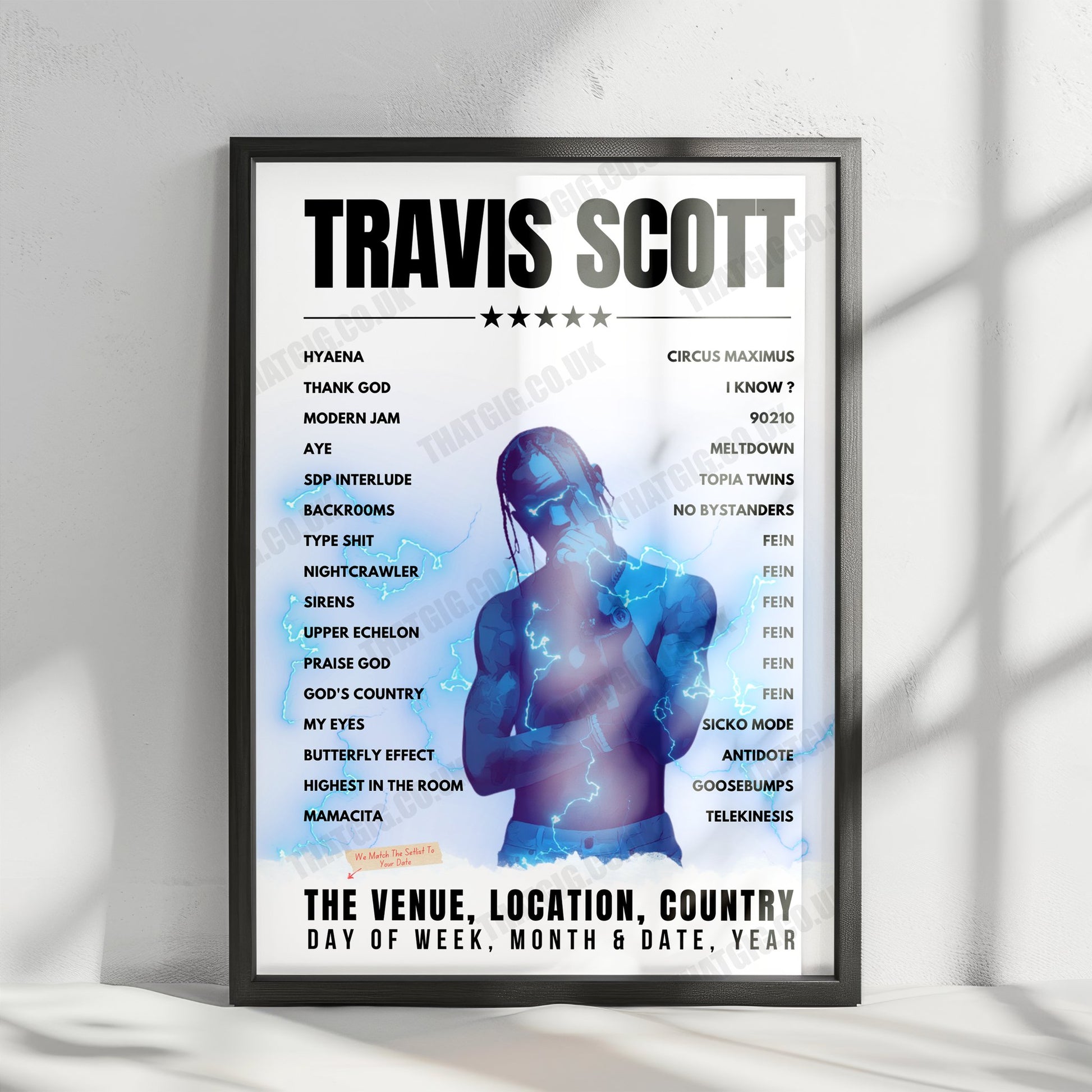 Travis Scott Setlist Poster - Wireless Festival, England - July 8th, 2023