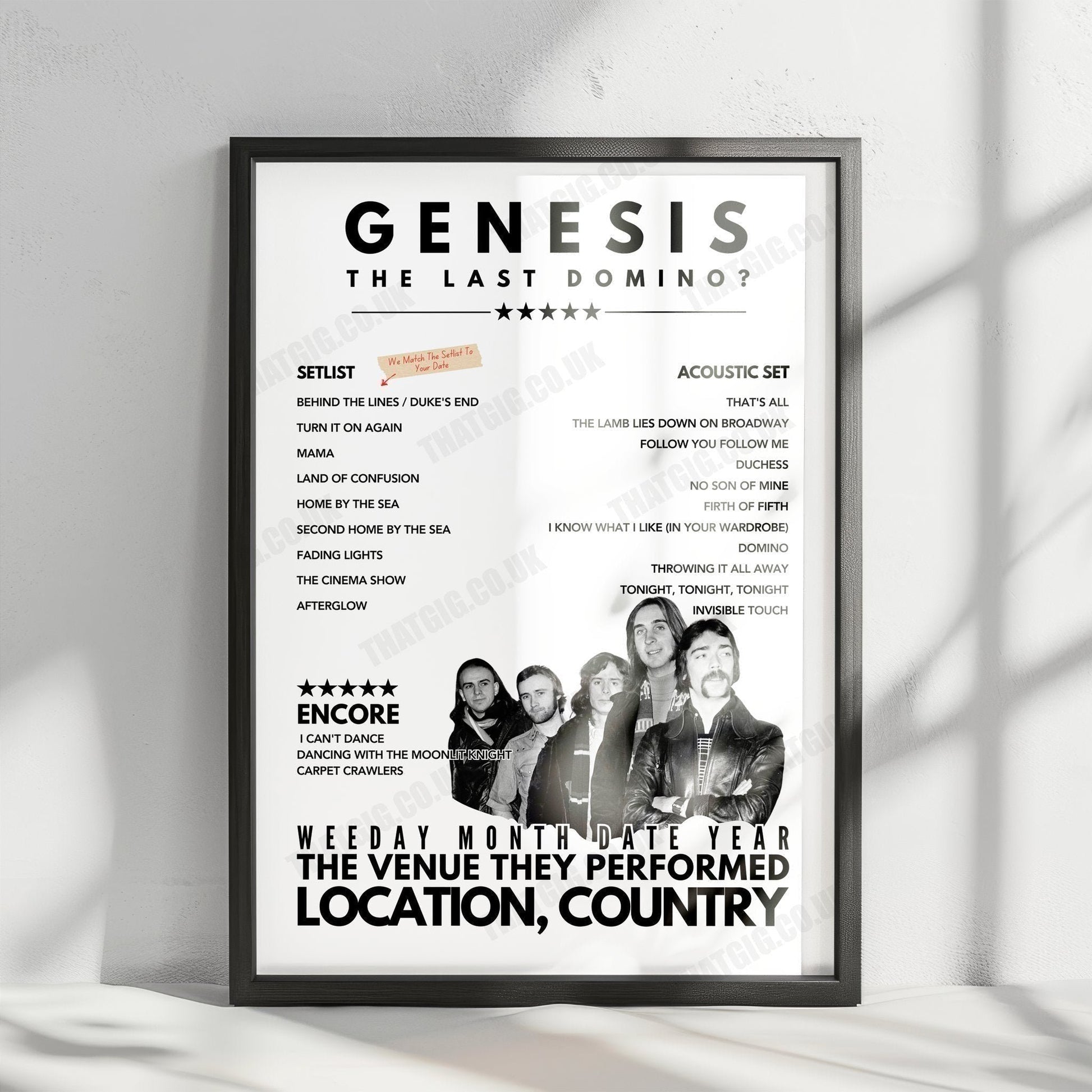 Genesis Setlist Poster - First Direct Arena, Leeds - September 28th, 2021