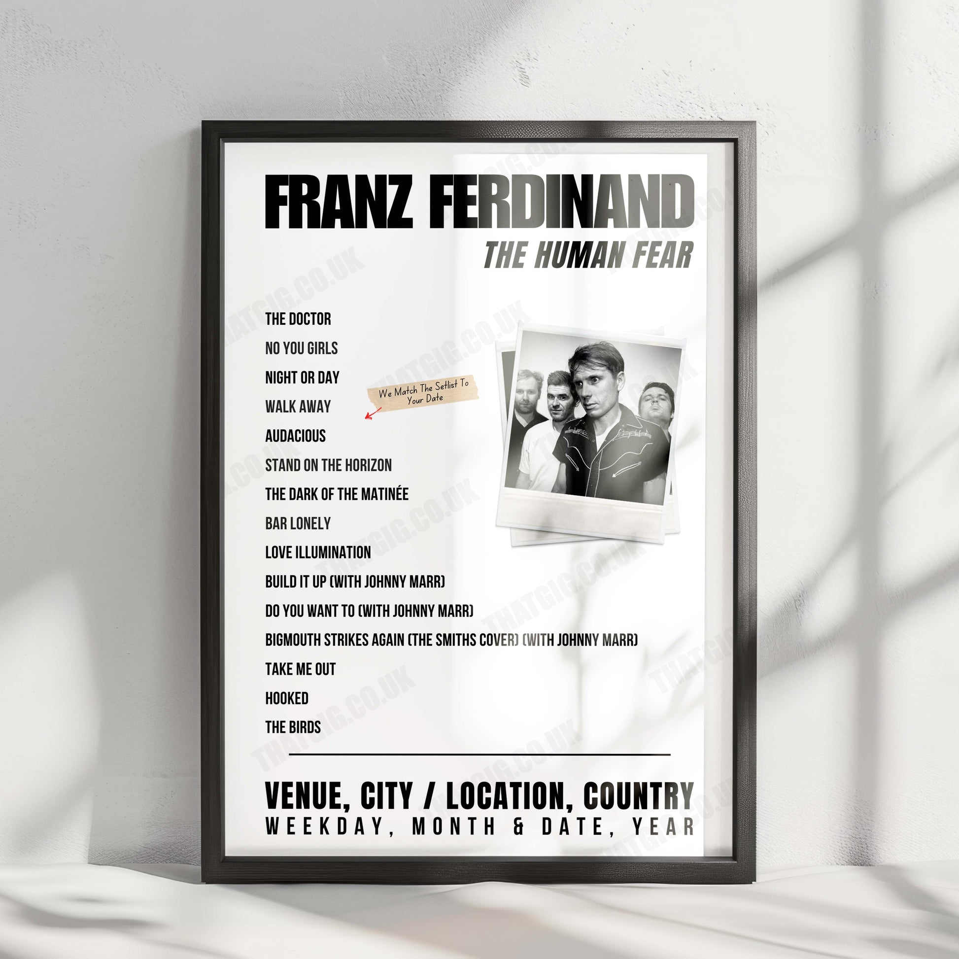 Franz Ferdinand Setlist Poster - Worthy Farm, Pilton - June 27th, 2025