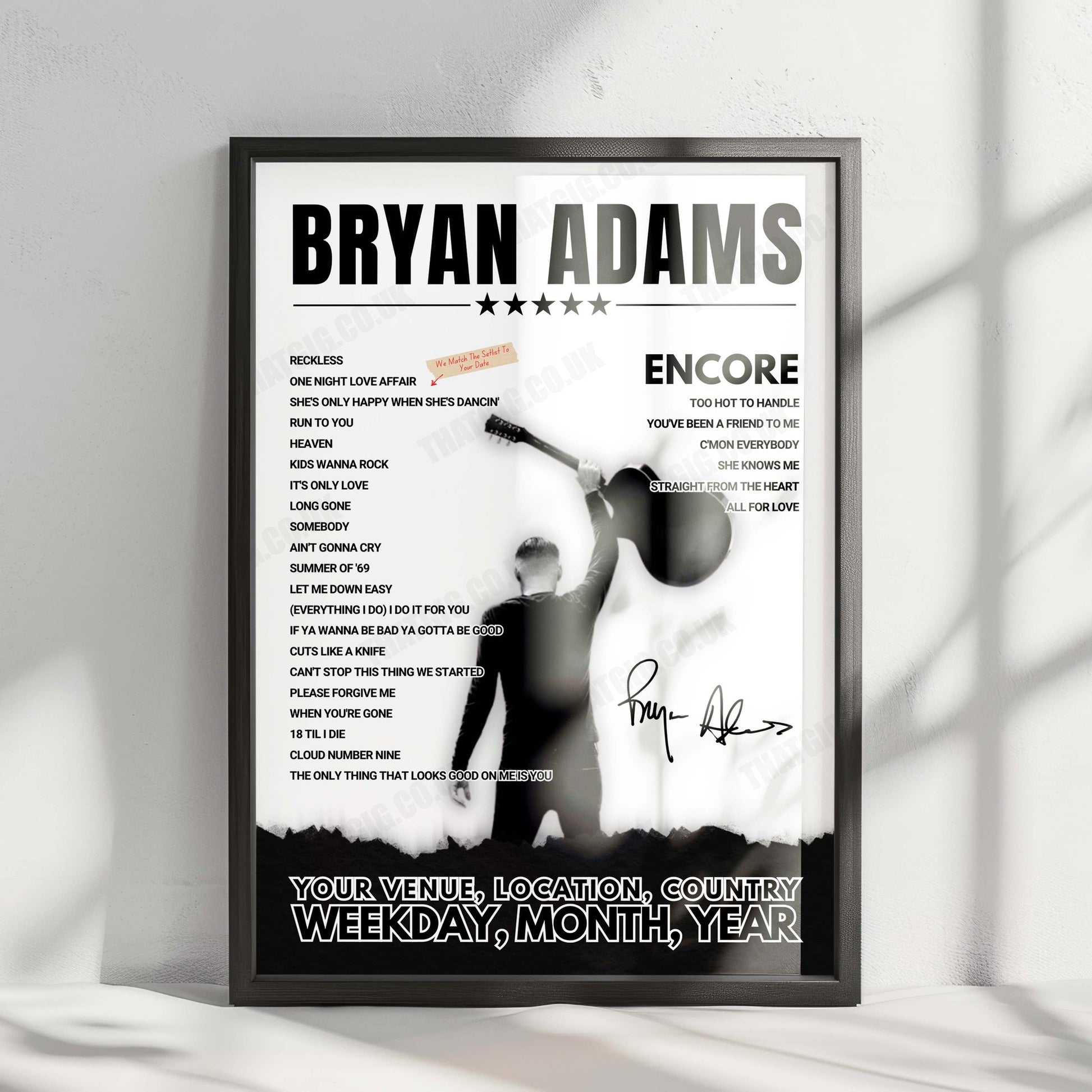 Bryan Adams Setlist Poster - Bergenhus Festning, Bergen - June 26th, 2024