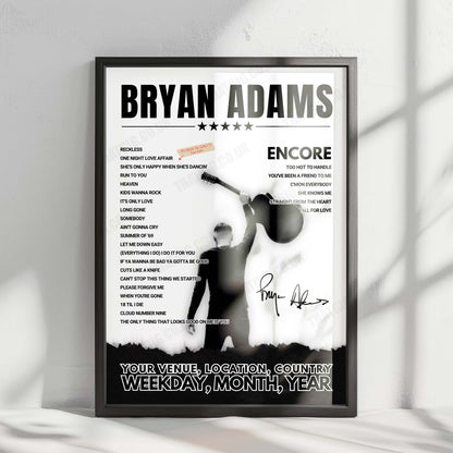 Bryan Adams Setlist Poster - Bergenhus Festning, Bergen - June 26th, 2024