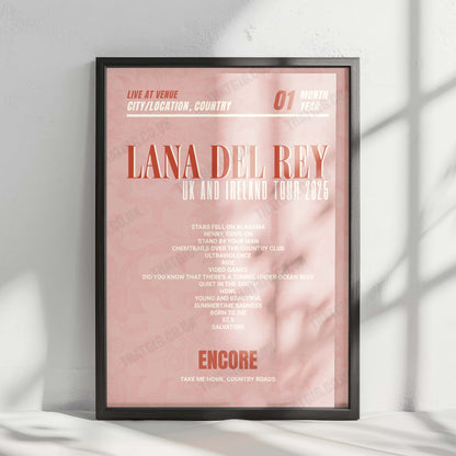 Lana Del Rey Setlist Poster - Principality Stadium, Cardiff - June 23rd, 2025