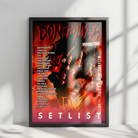 Don Toliver Setlist Poster - Carroponte, Sesto San Giovanni - June 13th, 2025