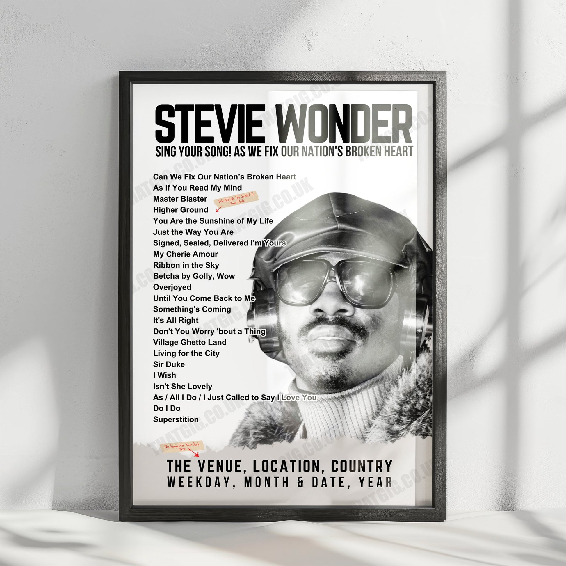 Stevie Wonder Setlist Poster - CFG Bank Arena, Baltimore - October 15th, 2024