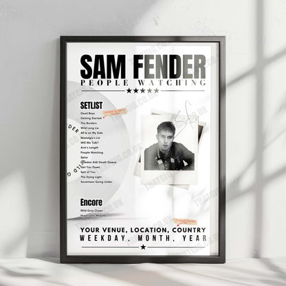 Sam Fender Setlist Poster - The OVO Hydro, Glasgow, Scotland - December 16th, 2024
