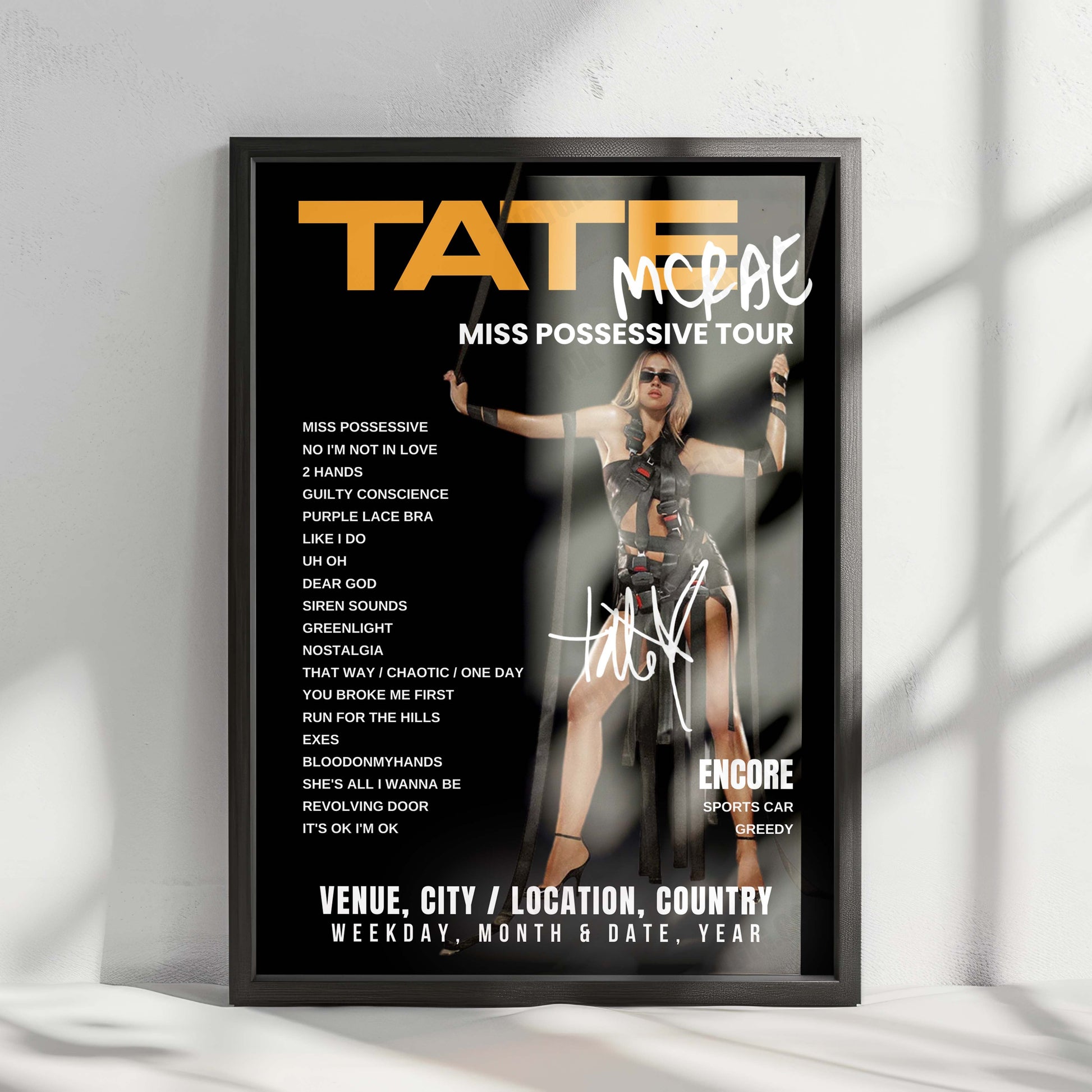 Tate McRae Setlist Poster - 3Arena, Dublin - May 16th, 2025