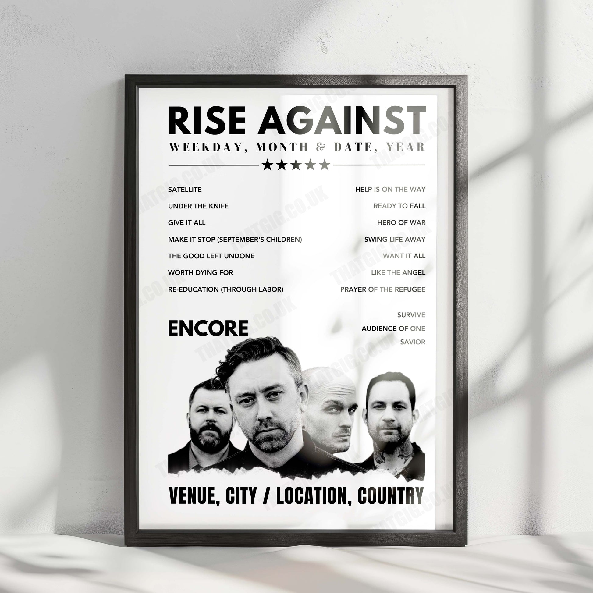 Rise Against Setlist Poster - PRYZM Kingston upon Thames - November 17th, 2021