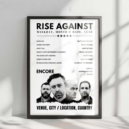 Rise Against Setlist Poster - PRYZM Kingston upon Thames - November 17th, 2021