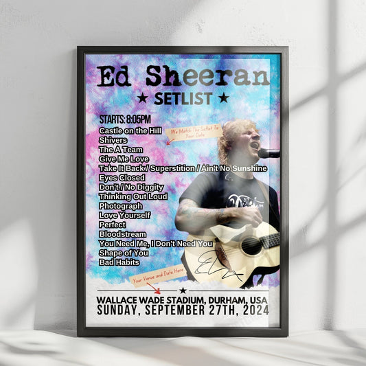 Ed Sheeran Setlist Poster - War Memorial Park - May 28th, 2022