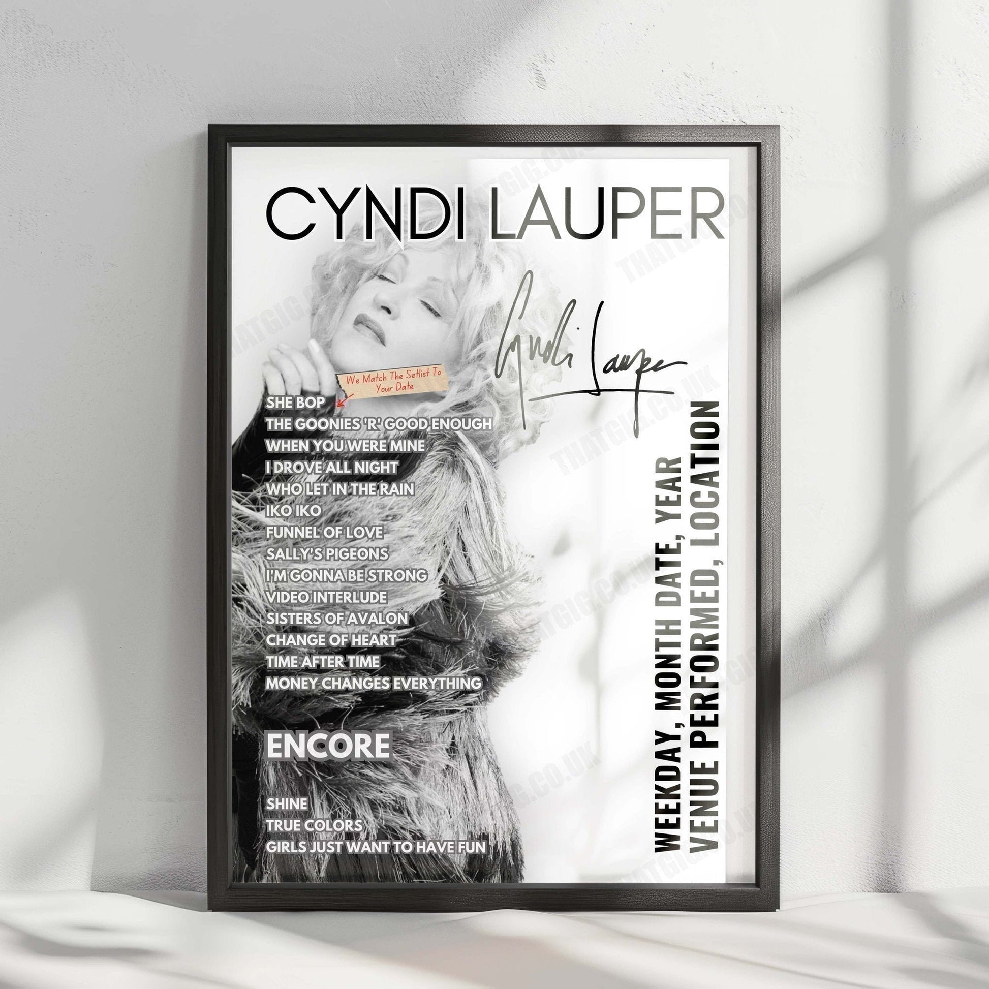 Cyndi Lauper Setlist Poster - Value City Arena Columbus - November 3rd, 2024