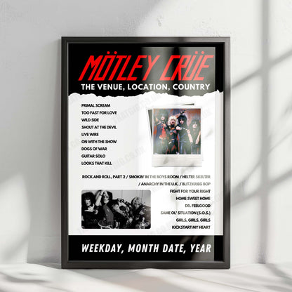 Mötley Crüe Setlist Poster - Stockhorn Arena, Thun, Switzerland - June 27th, 2023