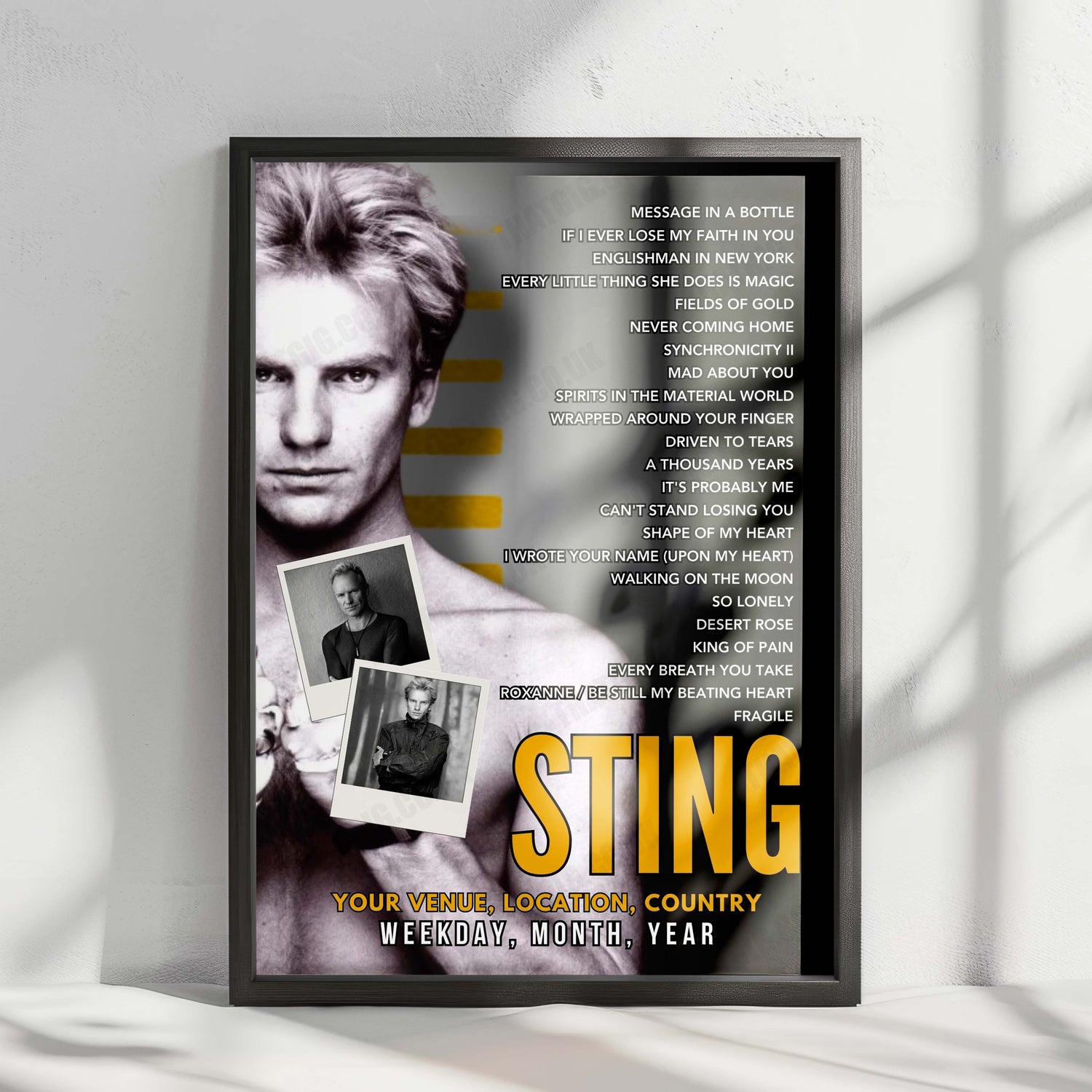 Sting Setlist Poster - Cardiff Castle, Cardiff - June 28th, 2025