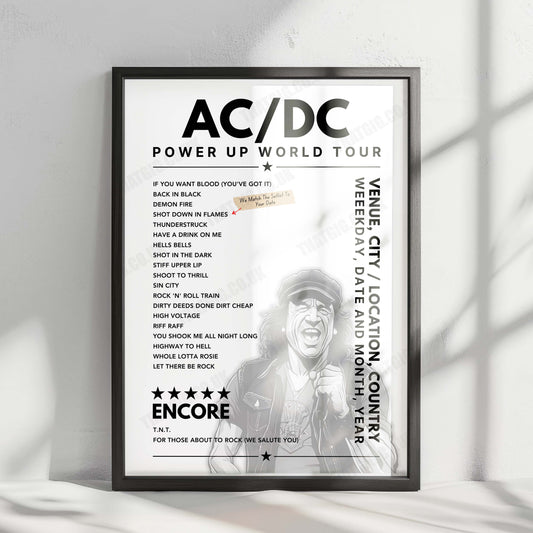 AC/DC Setlist Poster - LG Arena, Birmingham - April 23rd, 2009