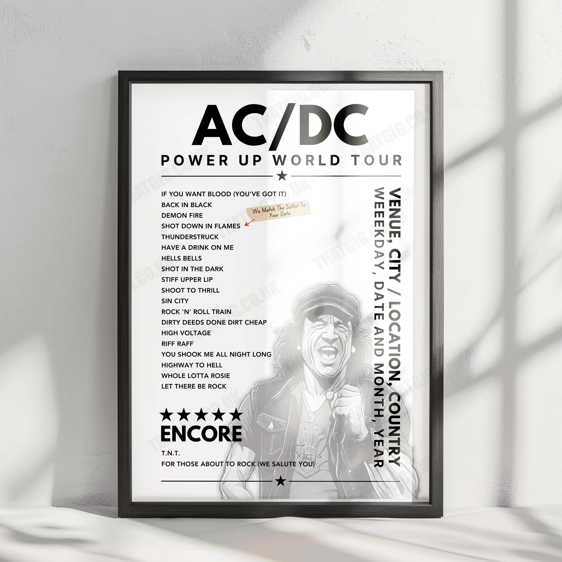 AC/DC Setlist Poster - Rinne (Festwiese Ostragehege), Dresden - June 20th, 2010