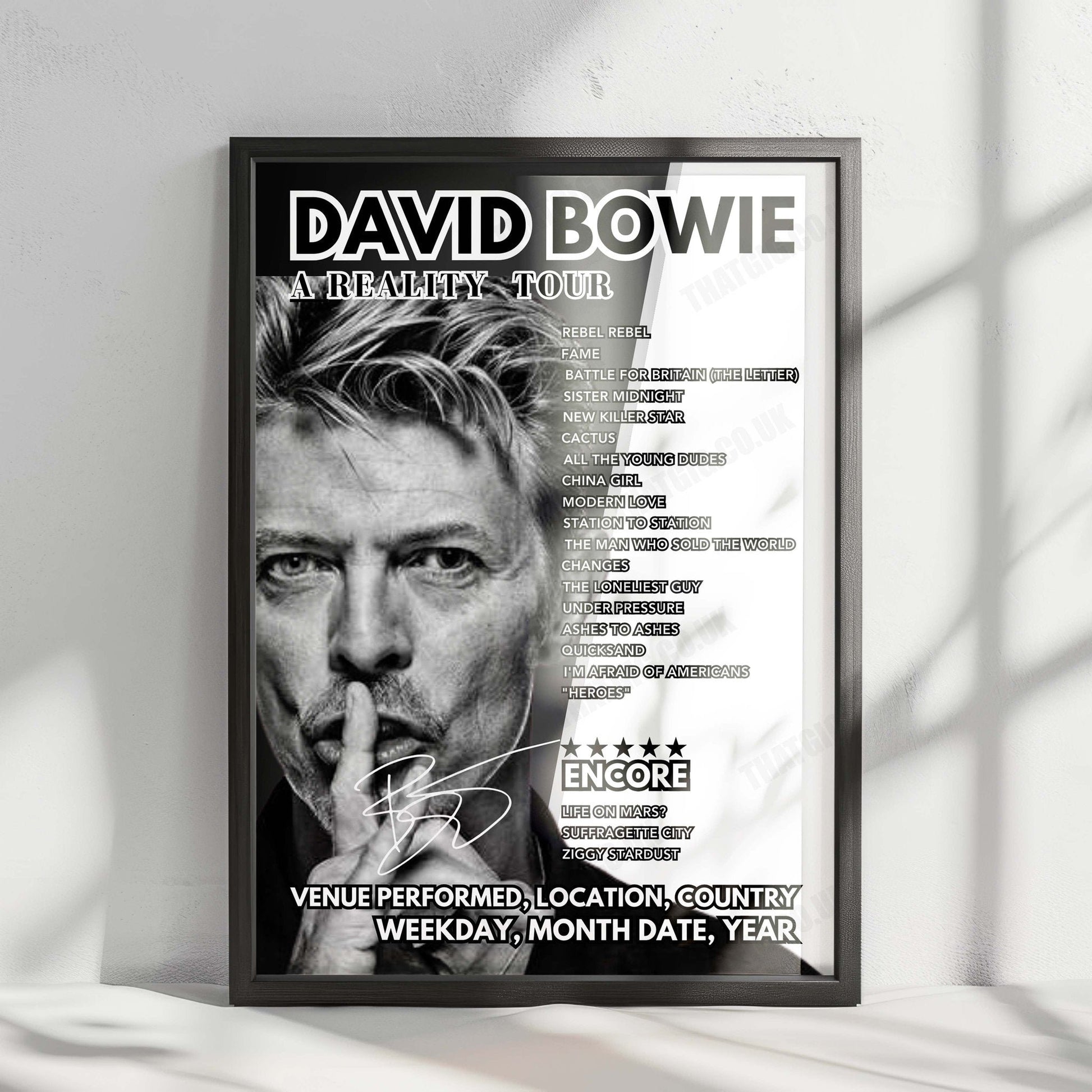 David Bowie Setlist Poster - Seaclose Park, Isle of Wight, on June 13th 2004