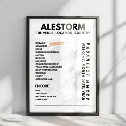 Alestorm Setlist Poster - Le Zénith, Paris, France - January 22nd, 2025