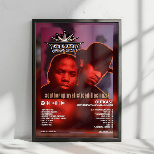 OutKast "Southernplayalisticadillacmuzik" Album Cover Poster - with Complete Tracklist