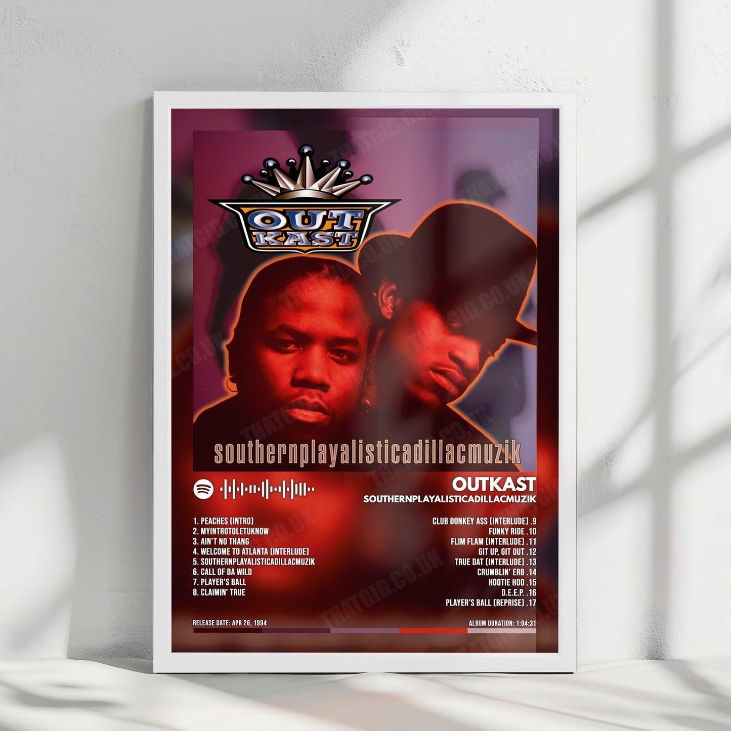OutKast "Southernplayalisticadillacmuzik" Album Cover Poster - with Complete Tracklist