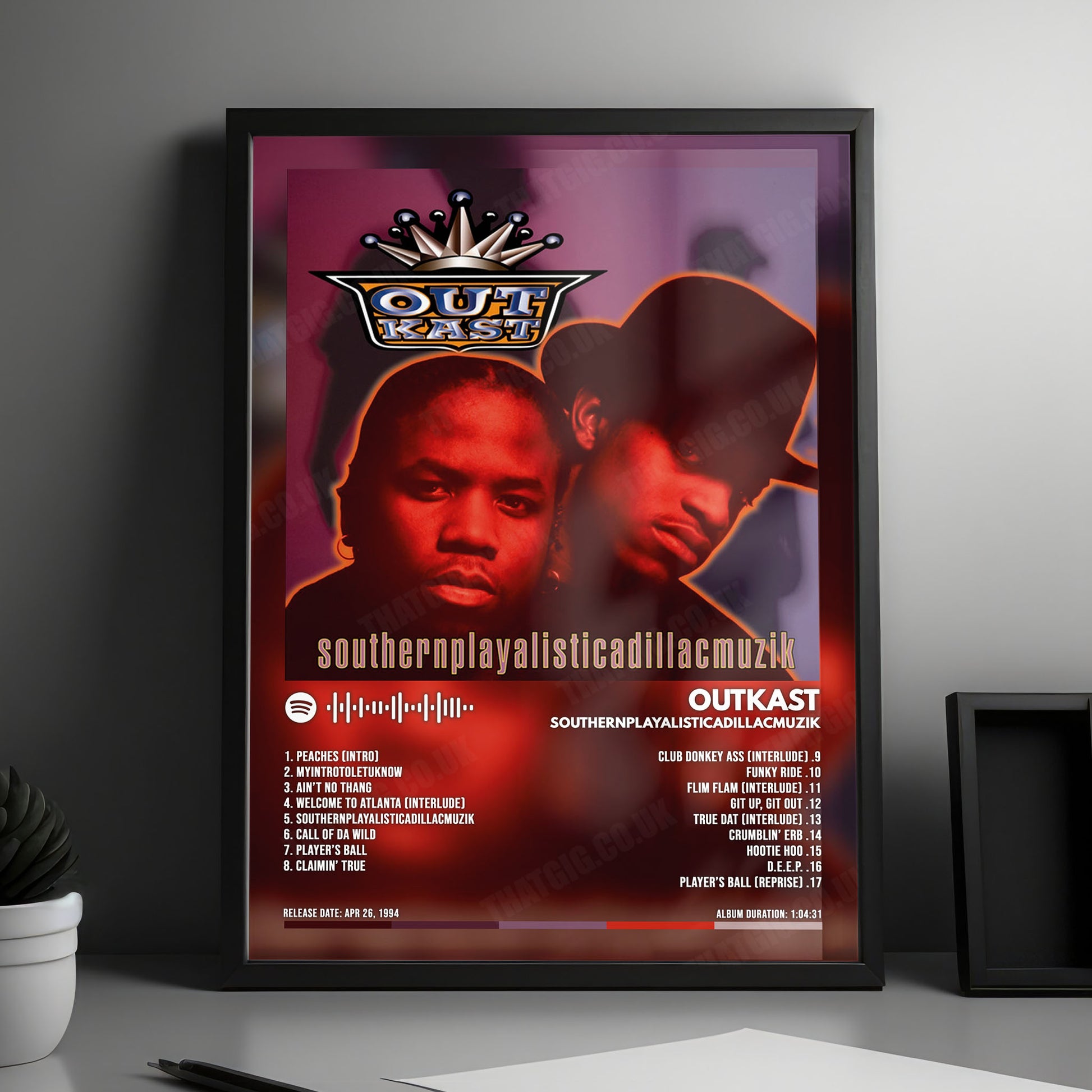 OutKast "Southernplayalisticadillacmuzik" Album Cover Poster - with Complete Tracklist