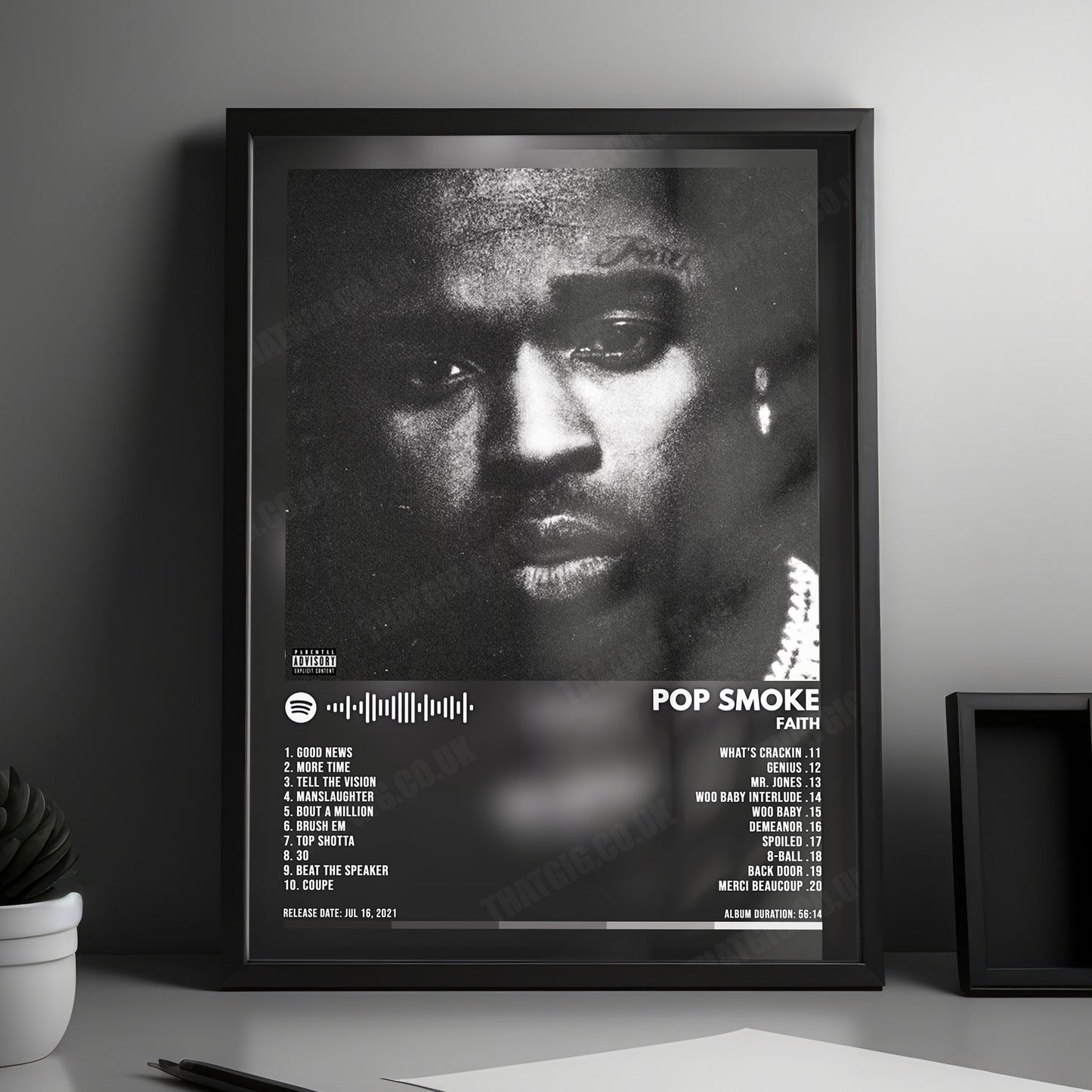 Pop Smoke "Faith" Album Cover Poster - with Complete Tracklist