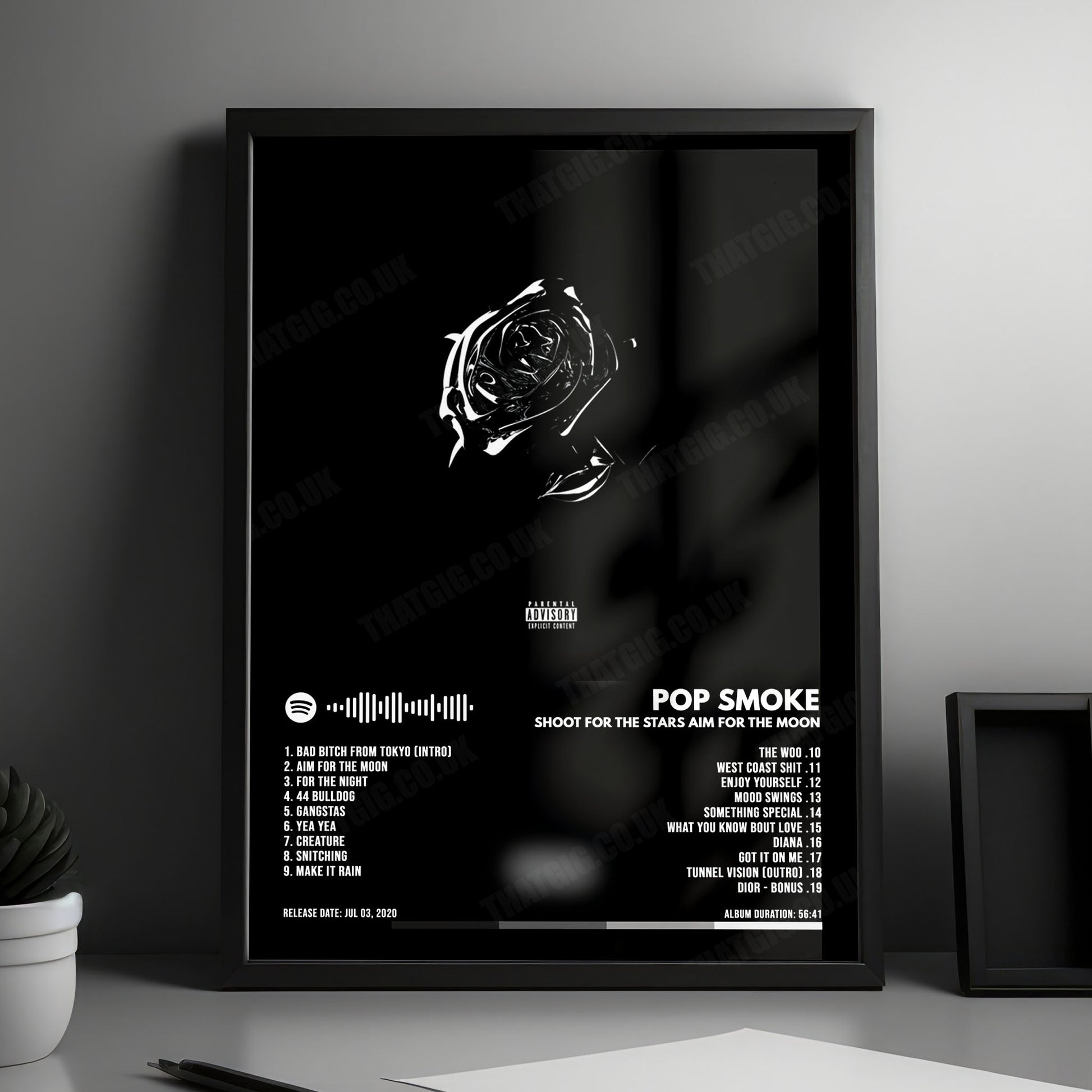 Pop Smoke "Shoot for the Stars, Aim for the Moon" Album Cover Poster - with Complete Tracklist