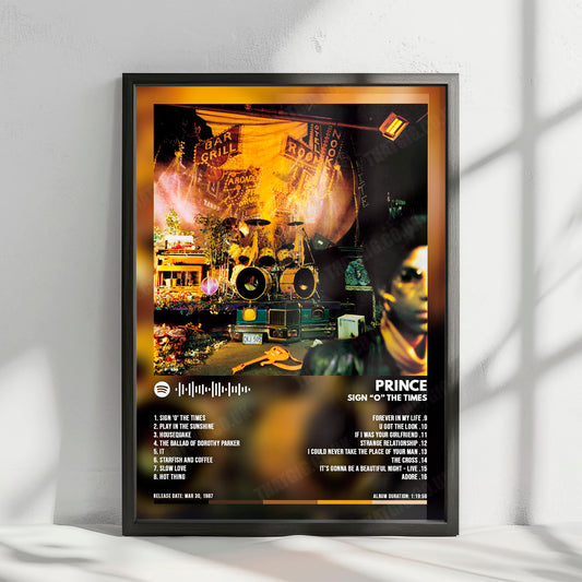 Prince "Sign o' the Times " Album Cover Poster - with Complete Tracklist