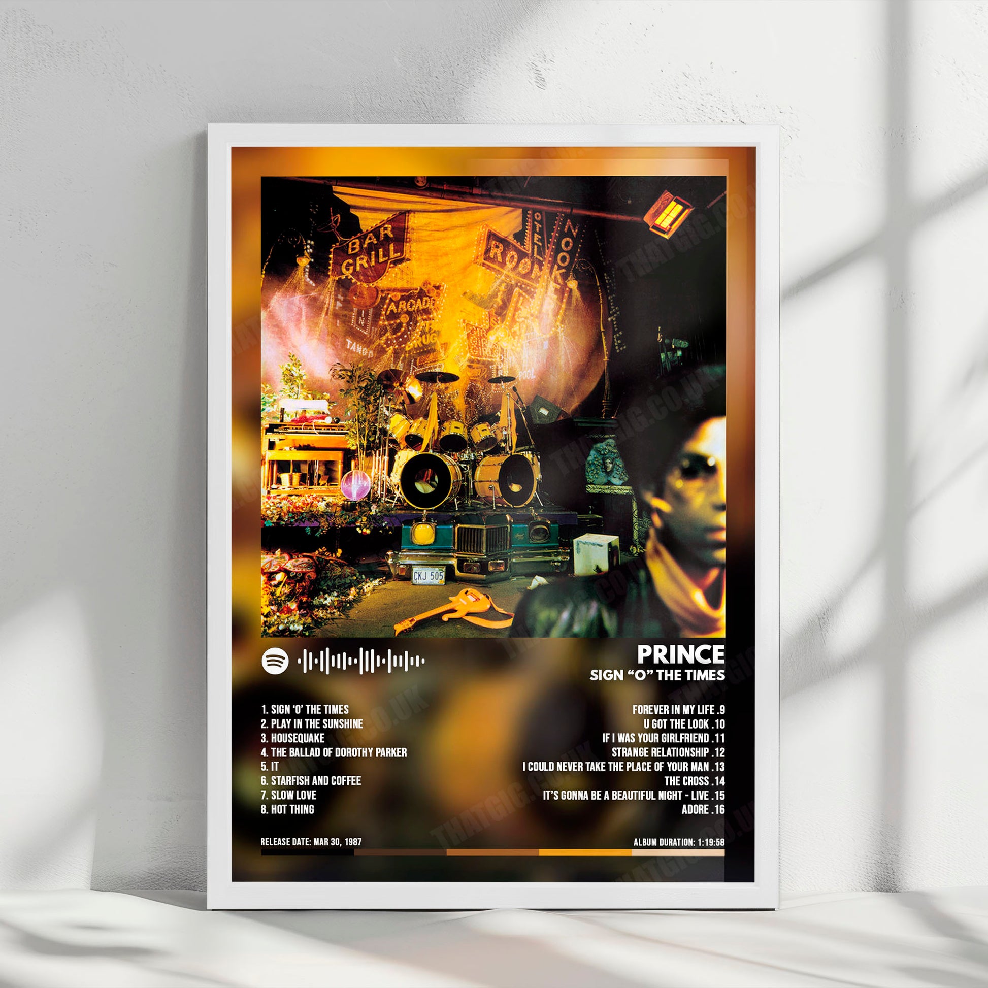 Prince "Sign o' the Times " Album Cover Poster - with Complete Tracklist