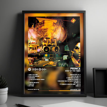 Prince "Sign o' the Times " Album Cover Poster - with Complete Tracklist