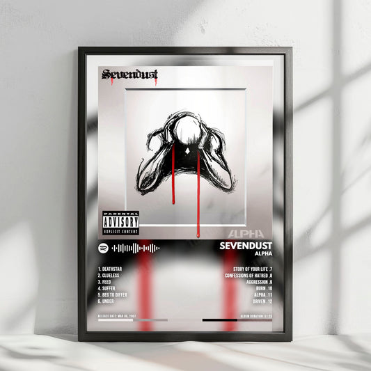 Sevendust "Alpha " Album Cover Poster - with Complete Tracklist