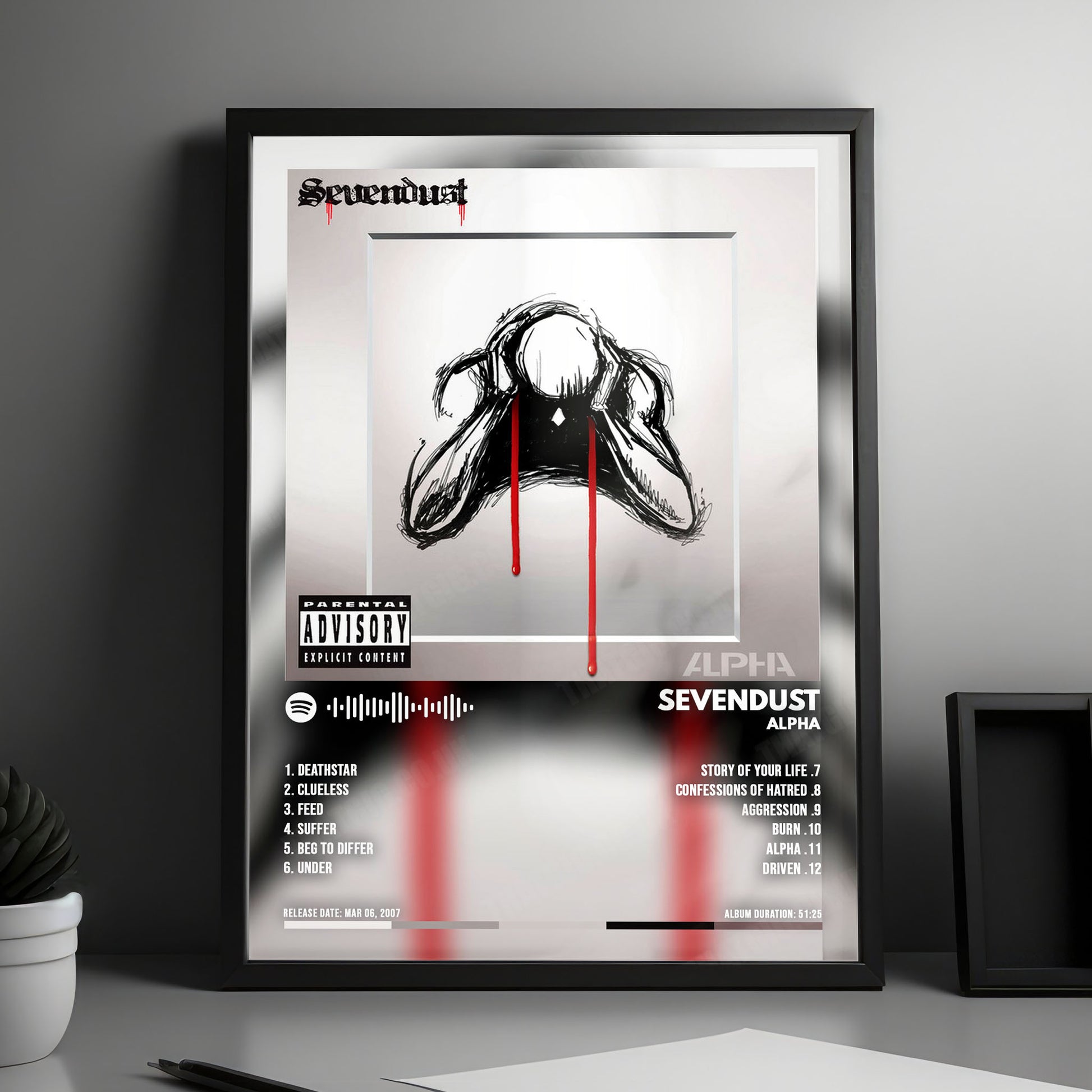 Sevendust "Alpha " Album Cover Poster - with Complete Tracklist