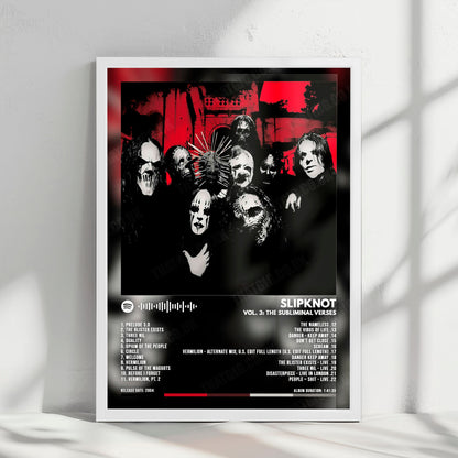 Slipknot "Vol. 3: (The Subliminal Verses) " Album Cover Poster - with Complete Tracklist