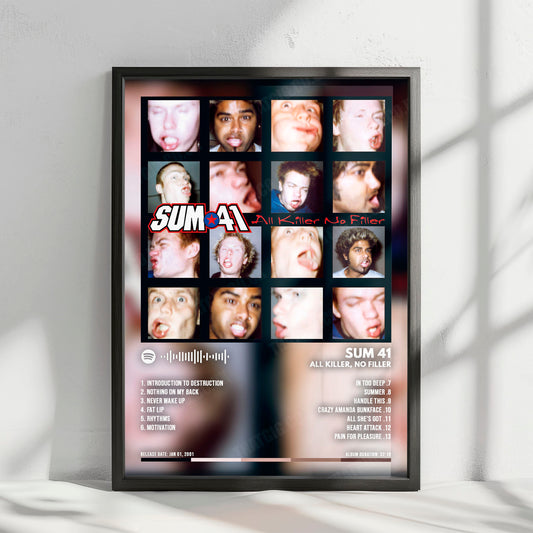 Sum 41 "All Killer No Filler " Album Cover Poster - with Complete Tracklist