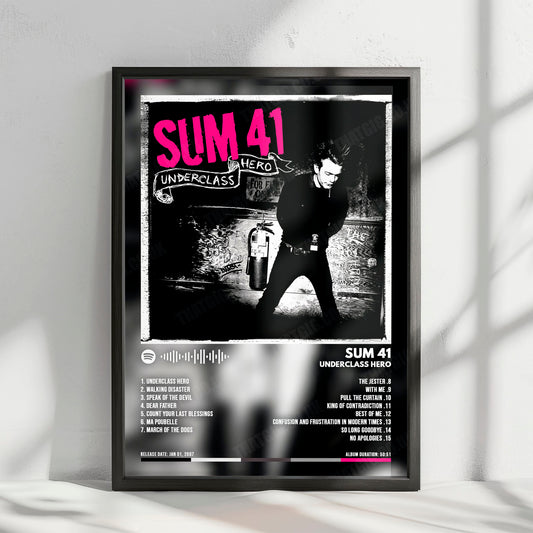 Sum 41 "Underclass Hero " Album Cover Poster - with Complete Tracklist