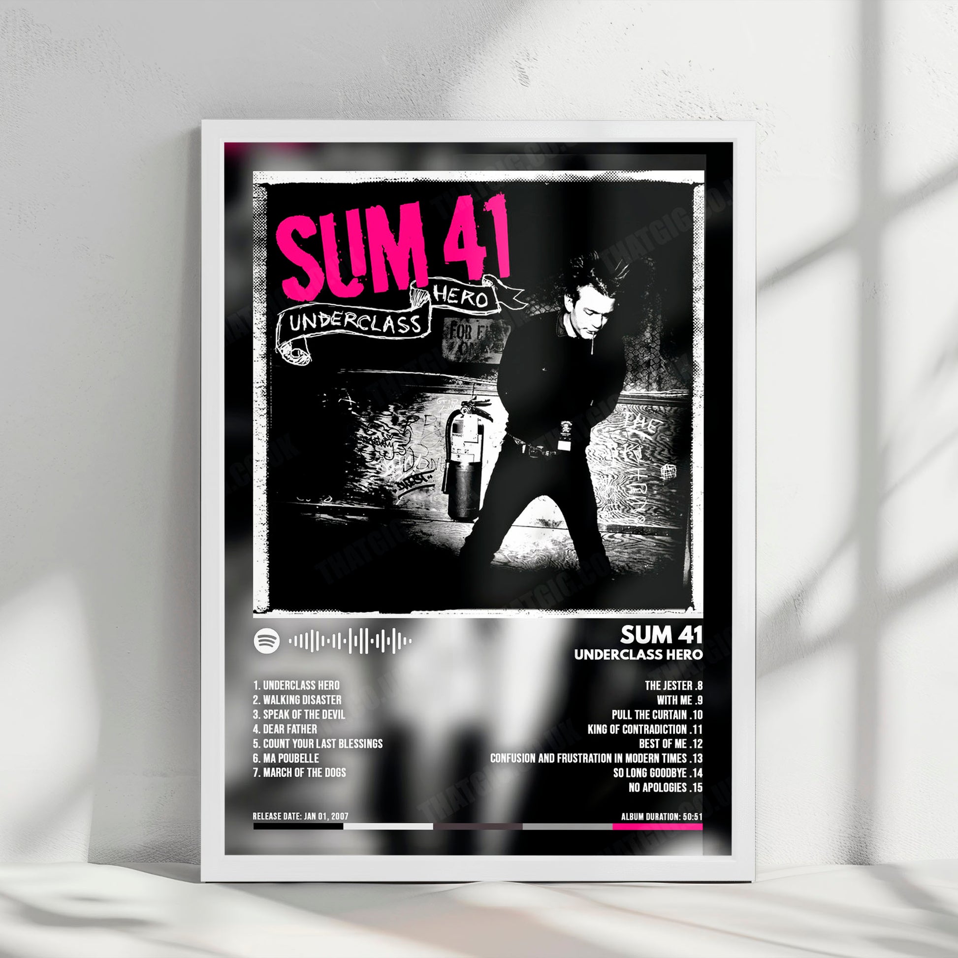 Sum 41 "Underclass Hero " Album Cover Poster - with Complete Tracklist