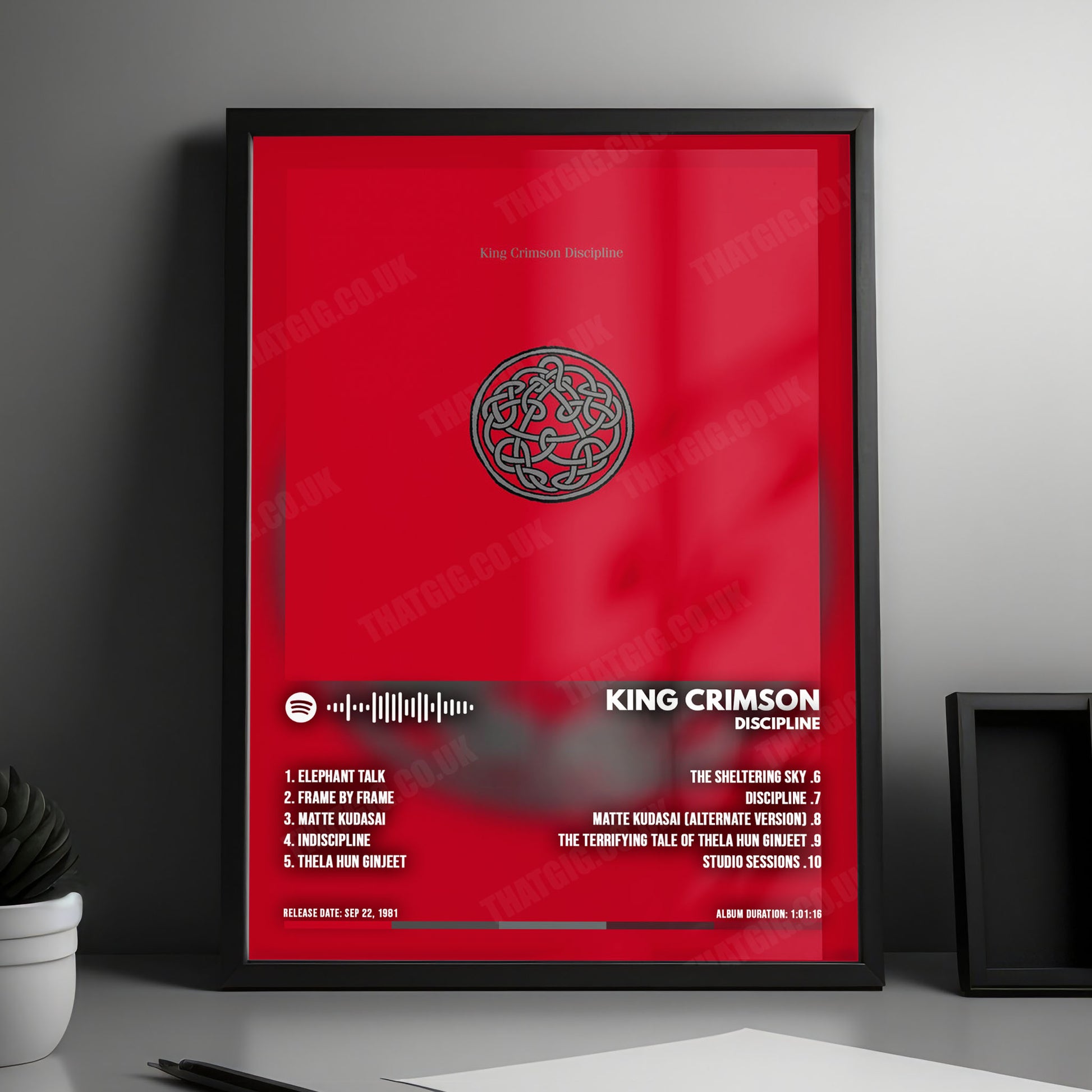 King Crimson "Discipline" Album Cover Poster - with Complete Tracklist