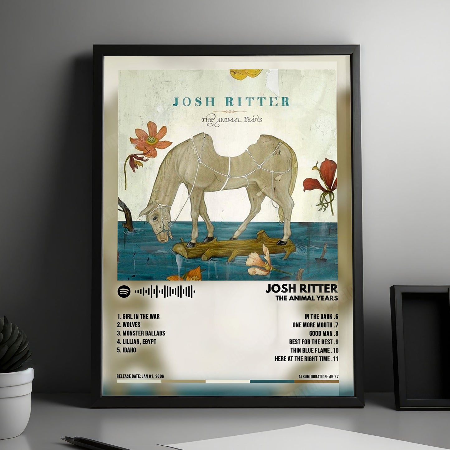 Josh Ritter "The Animal Years" Album Cover Poster - with Complete Tracklist